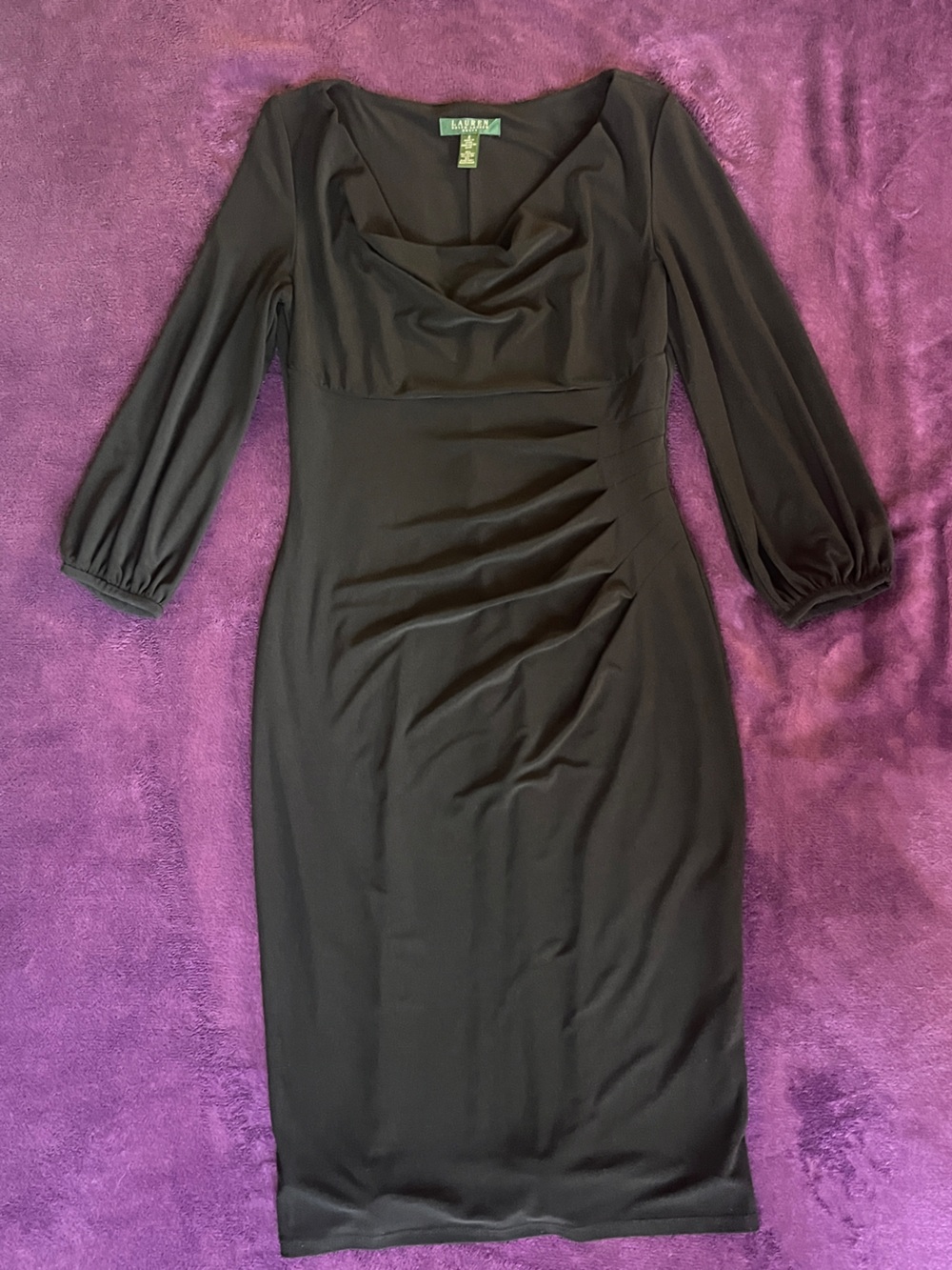 Ralph Lauren Black Long Sleeve Sheath Dress with Lining Size 8